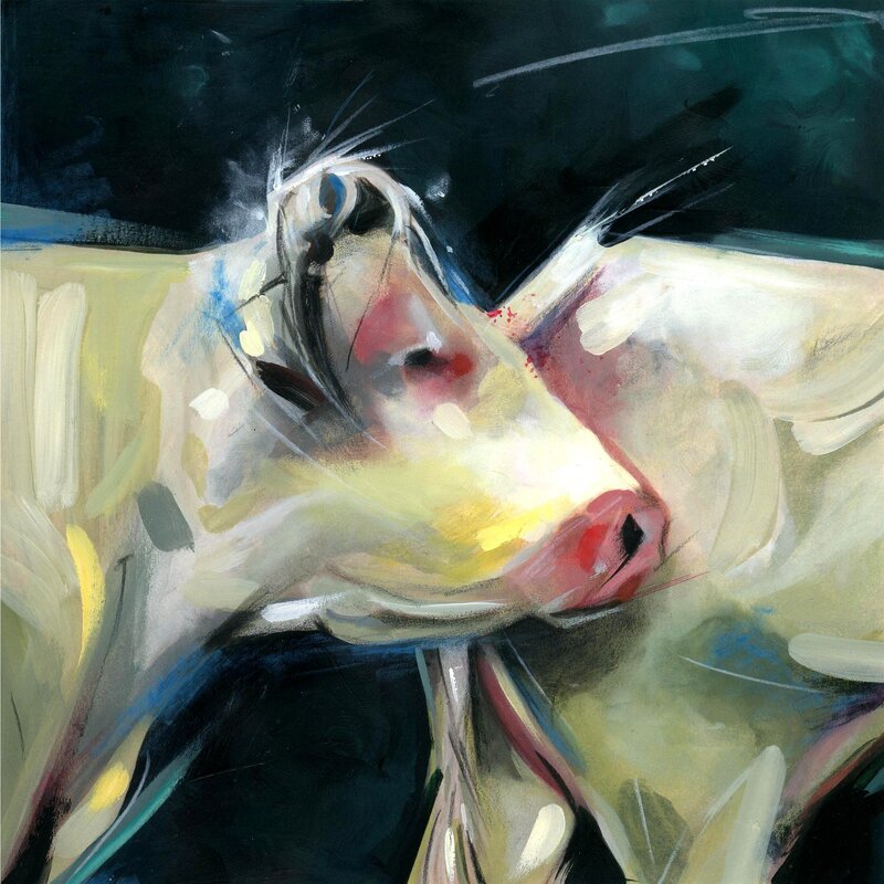 Abstract painting of a pig