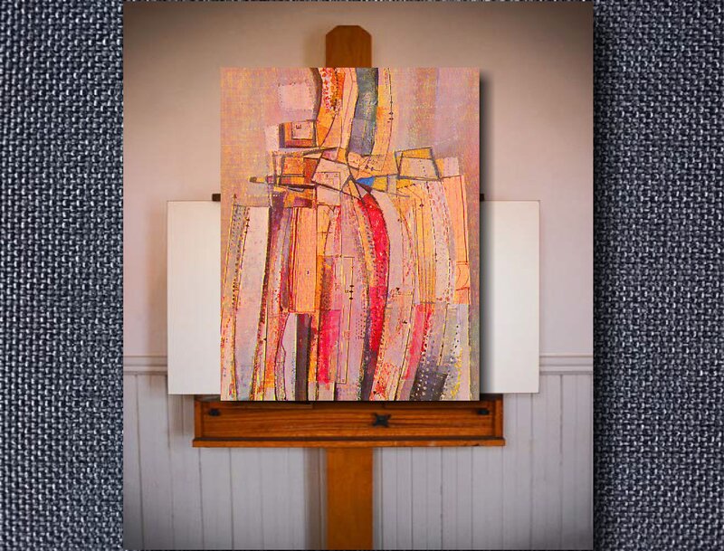 Abstract Painting on Easel — Red