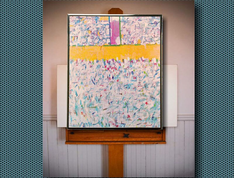 Abstract Painting on Easel — White