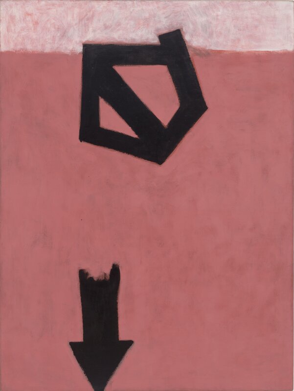 Abstract painting with black shapes