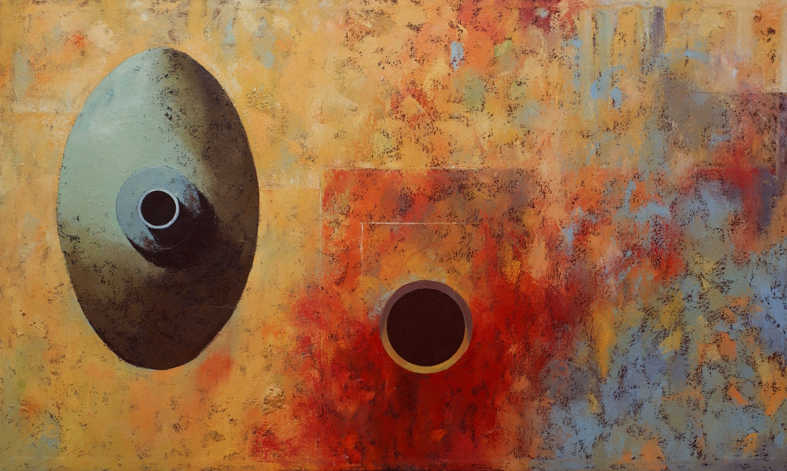Abstract painting with circular forms