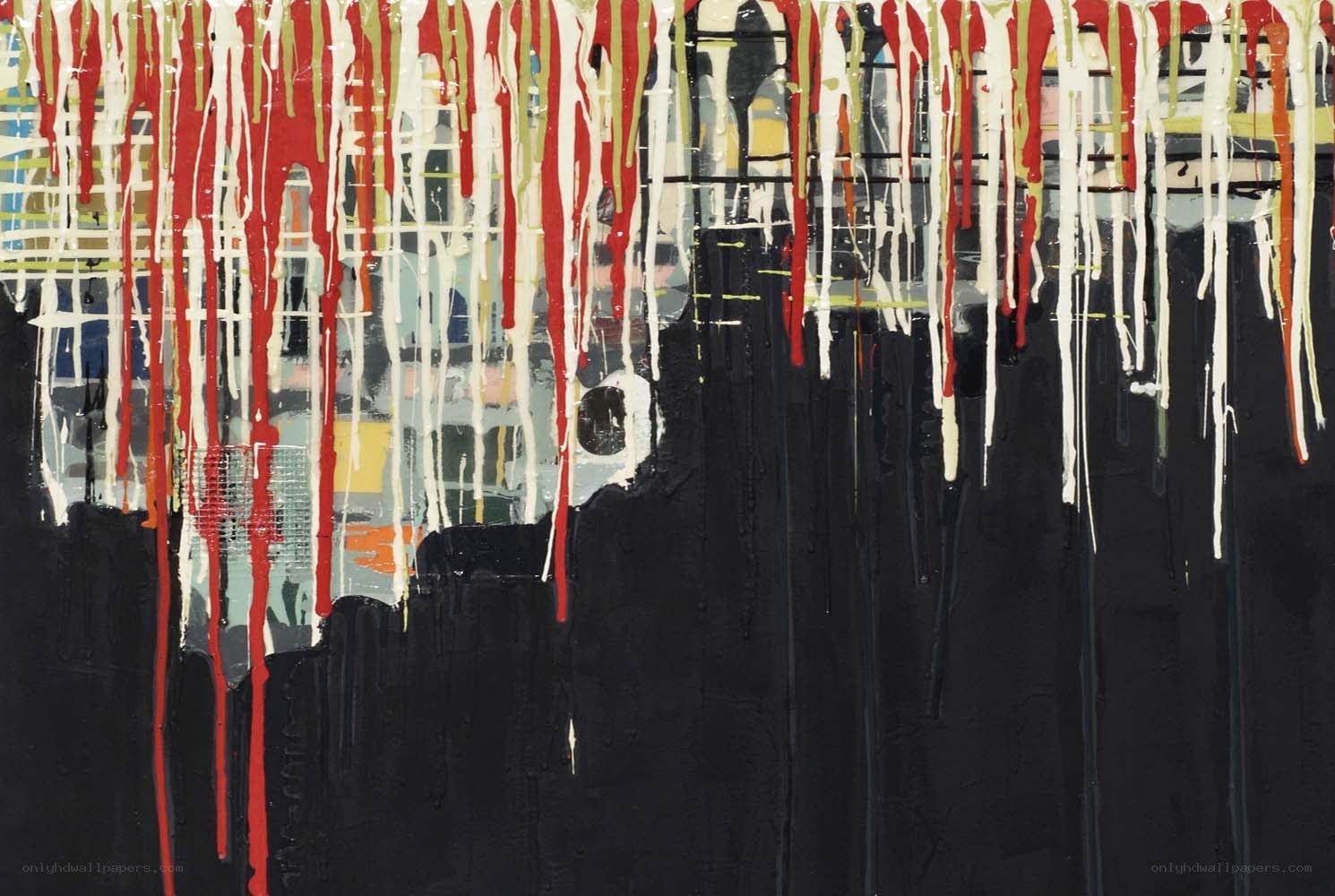Abstract painting with dripping paint