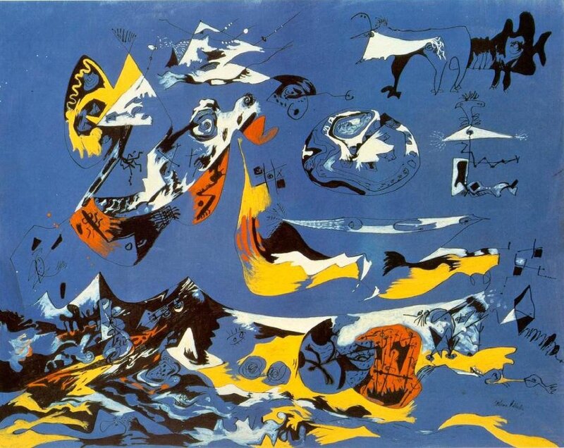 Abstract painting with figures