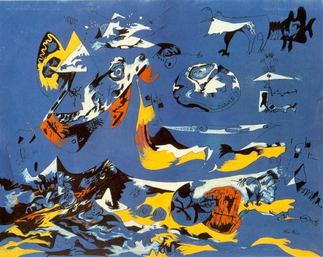 Abstract painting with figures