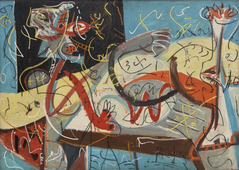 Abstract Painting with Figures — Blue