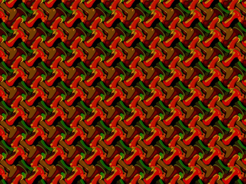 Abstract Pattern of Red and Green Shapes