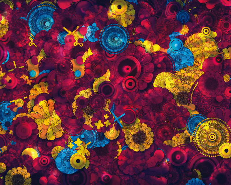 Abstract Pattern with Circles — Red, Vibrant