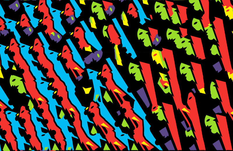 Abstract Pattern with Faces — Red