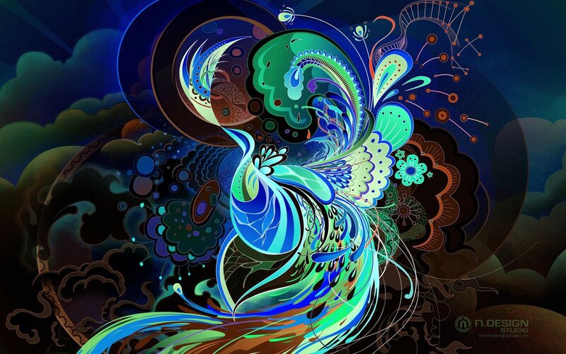 abstract peacock art