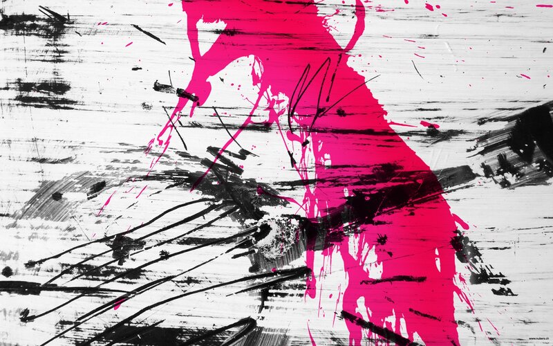 Abstract Pink and Black Splatter