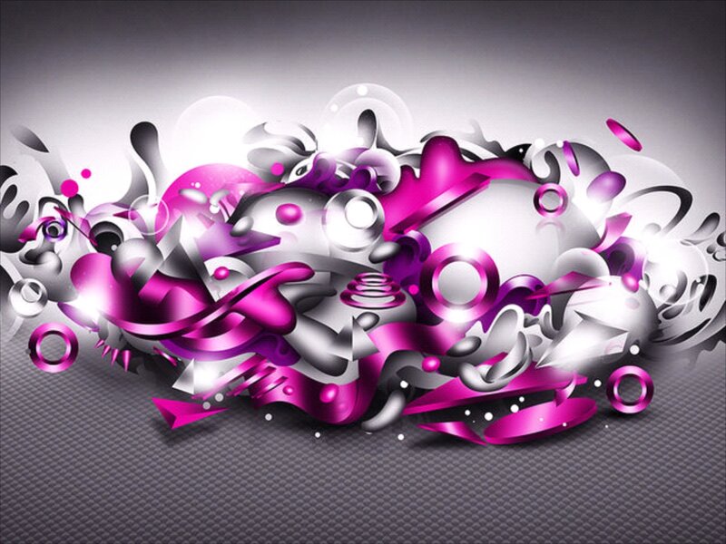 Abstract Pink and Silver Shapes
