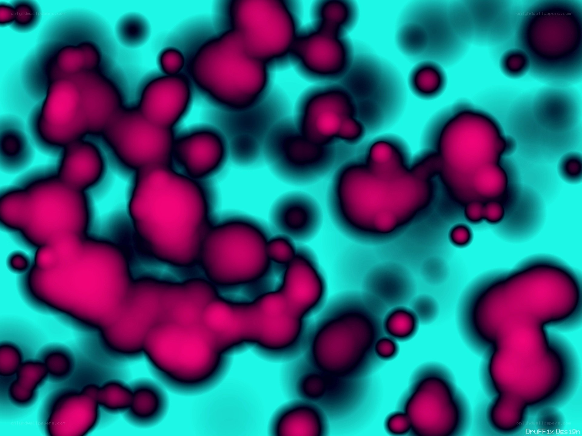 abstract pink and teal shapes