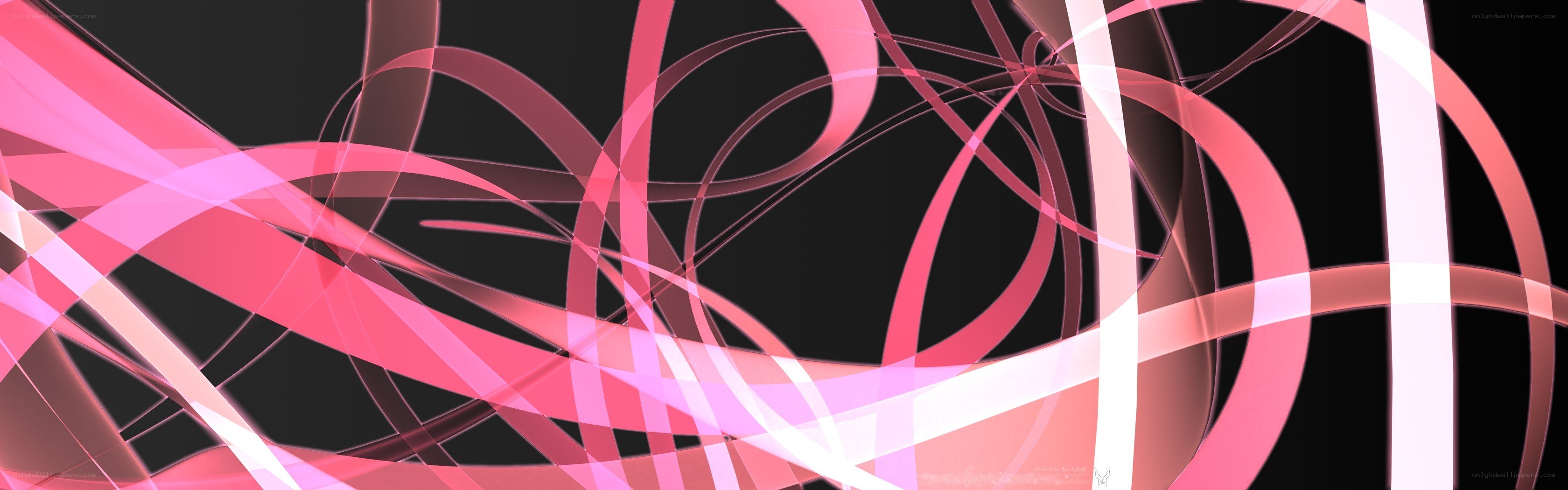 Abstract pink ribbon swirls