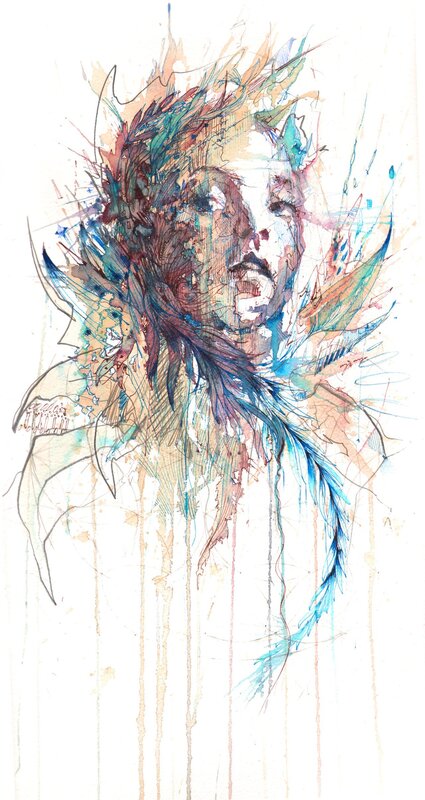 Abstract Portrait of a Face — Blue, Dramatic