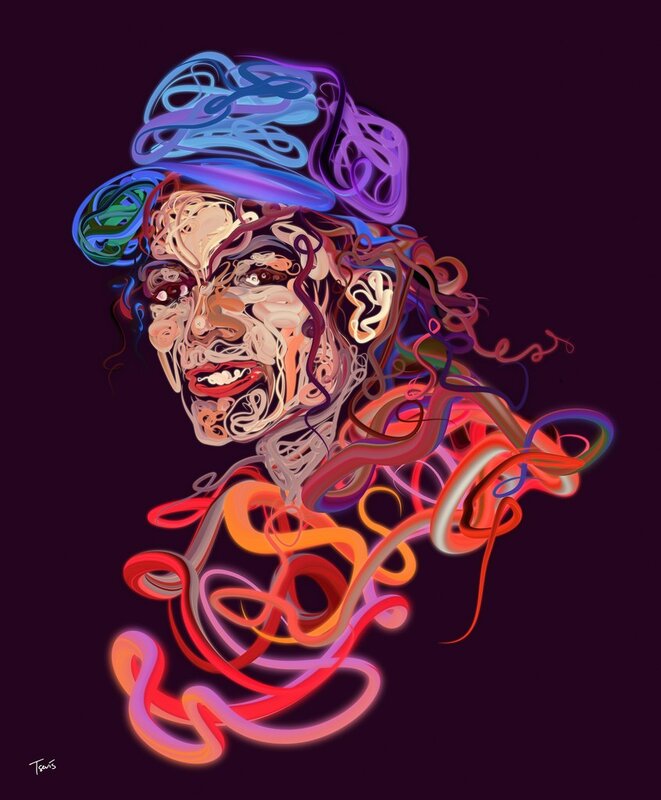 Abstract portrait of a musician