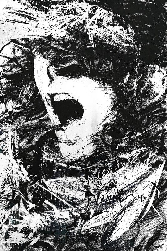 Abstract portrait of a screaming face