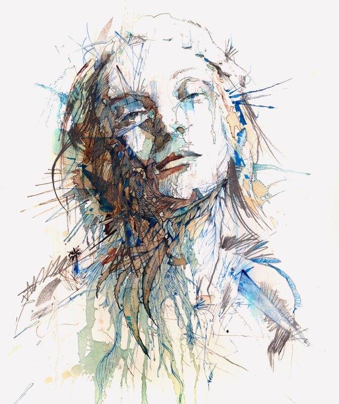 Abstract Portrait of Person — Blue, Dramatic