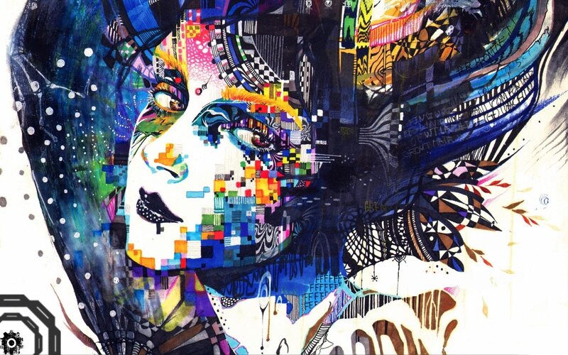 Abstract Portrait of Woman — Blue, Vibrant