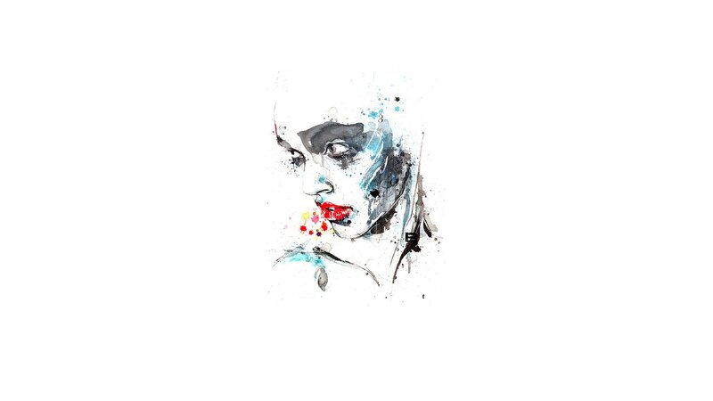 Abstract Portrait of Woman — White, Dramatic