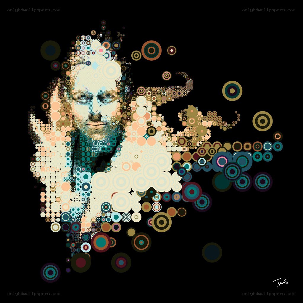 Abstract portrait with circular patterns