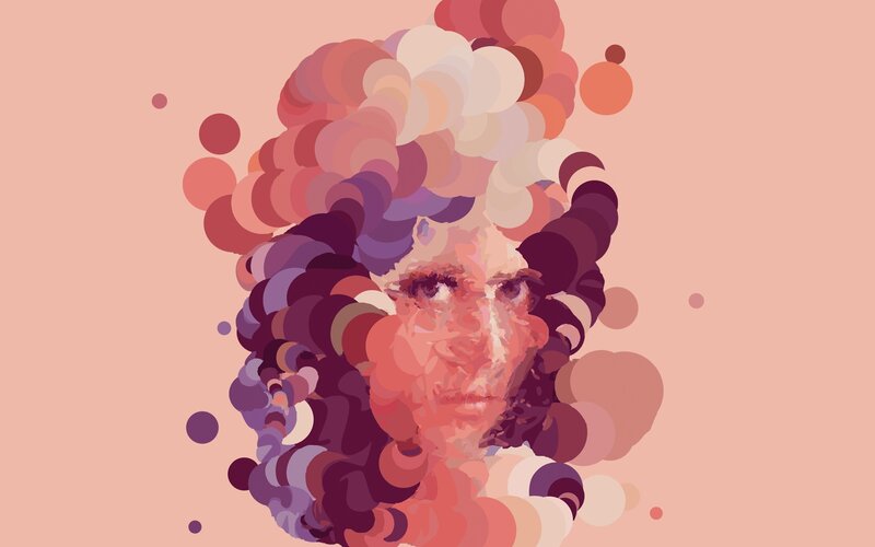 abstract portrait with circular shapes