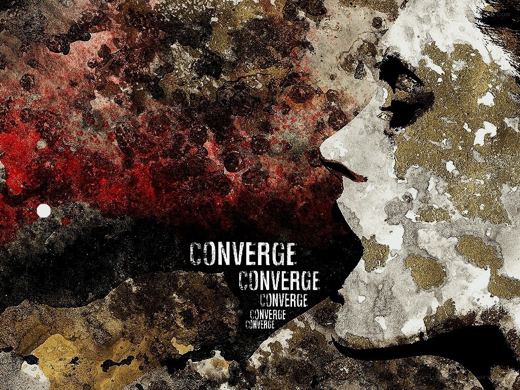 abstract portrait with converge text