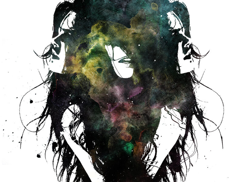 abstract portrait with cosmic colors