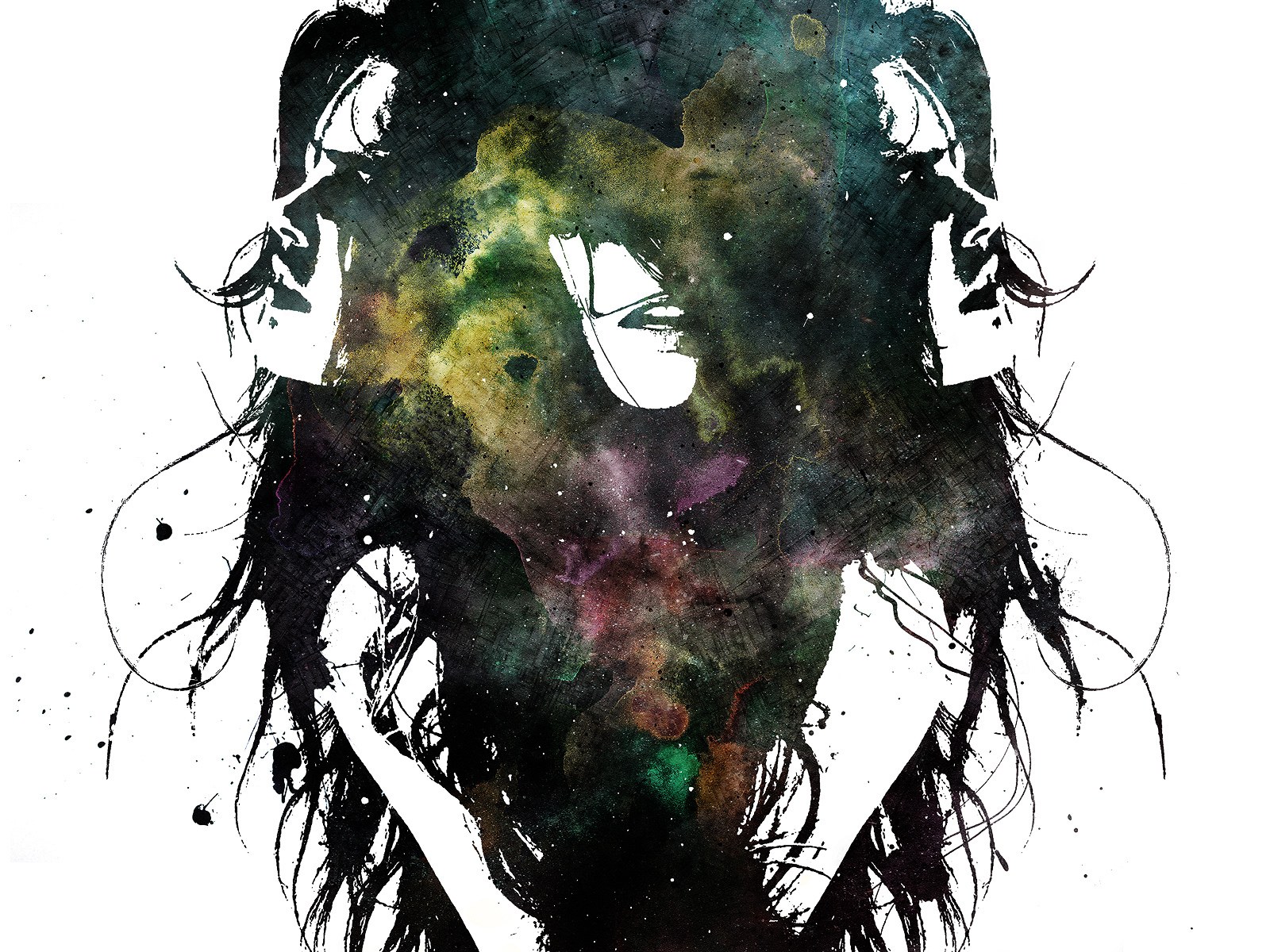 abstract portrait with cosmic colors