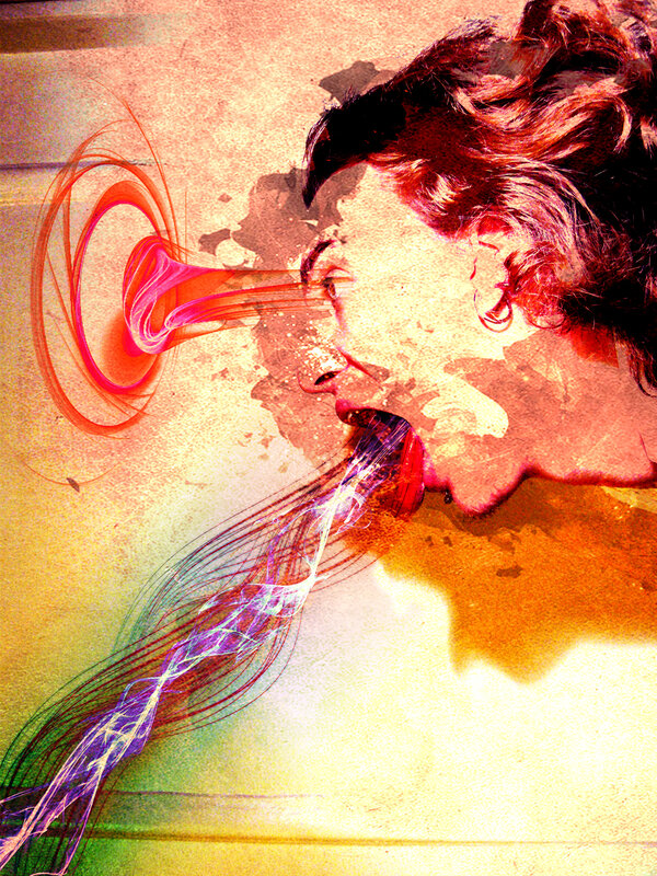 Abstract portrait with energy streams