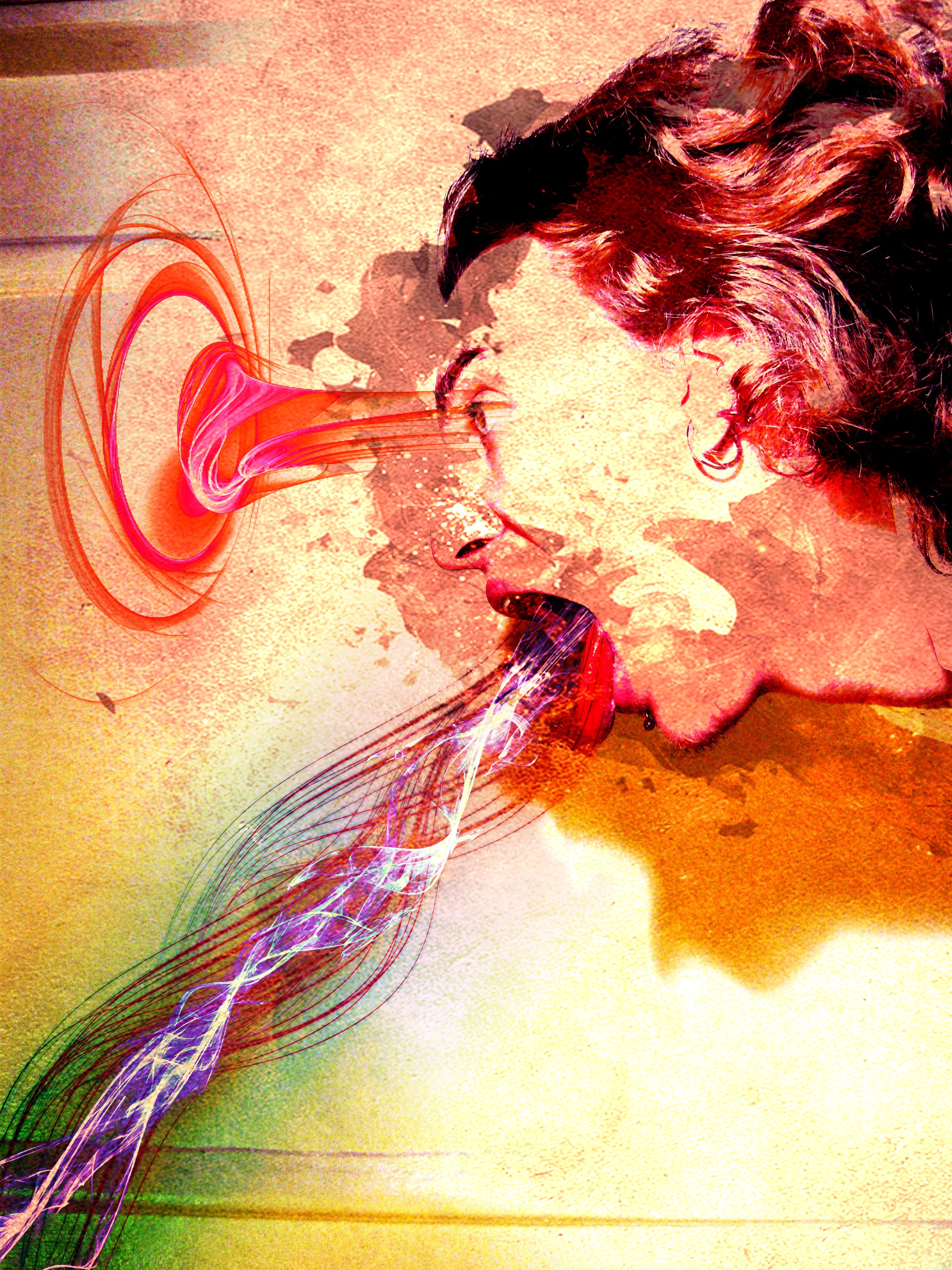 Abstract portrait with energy streams