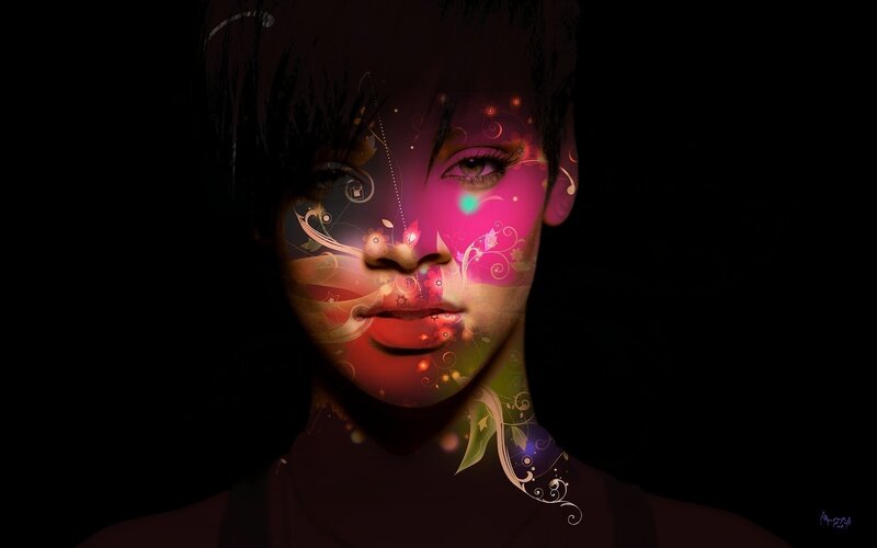 abstract portrait with floral patterns