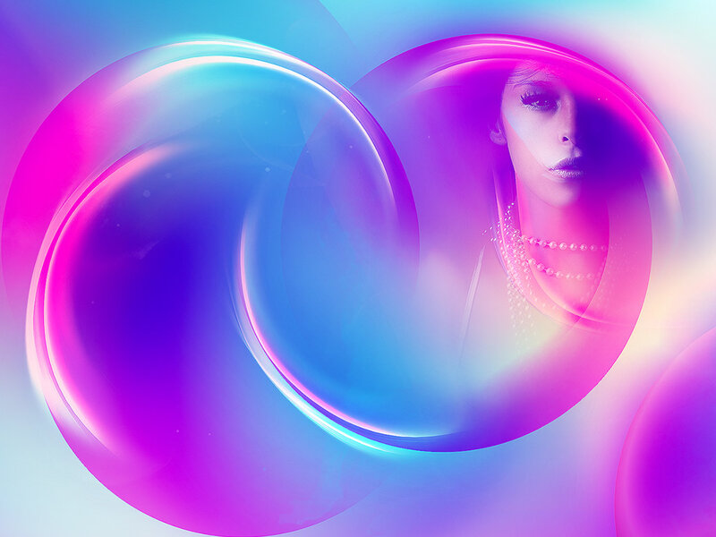 abstract portrait with glowing circles
