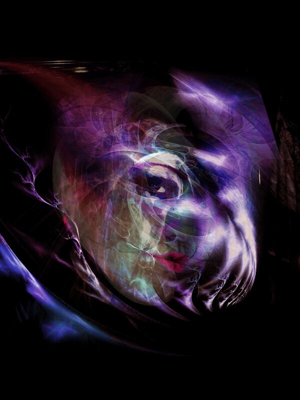 abstract portrait with glowing colors