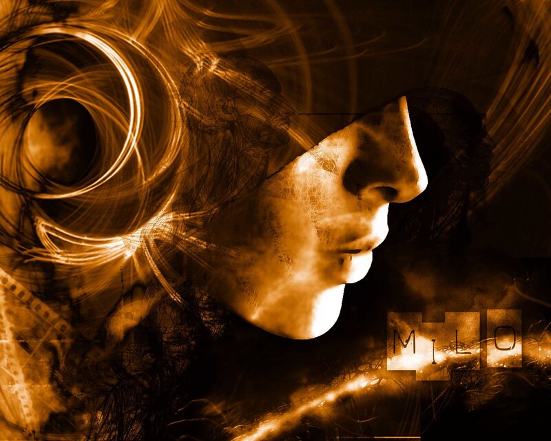 abstract portrait with glowing lines