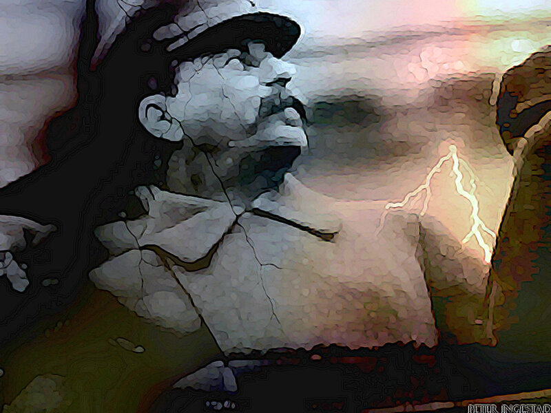 abstract portrait with lightning