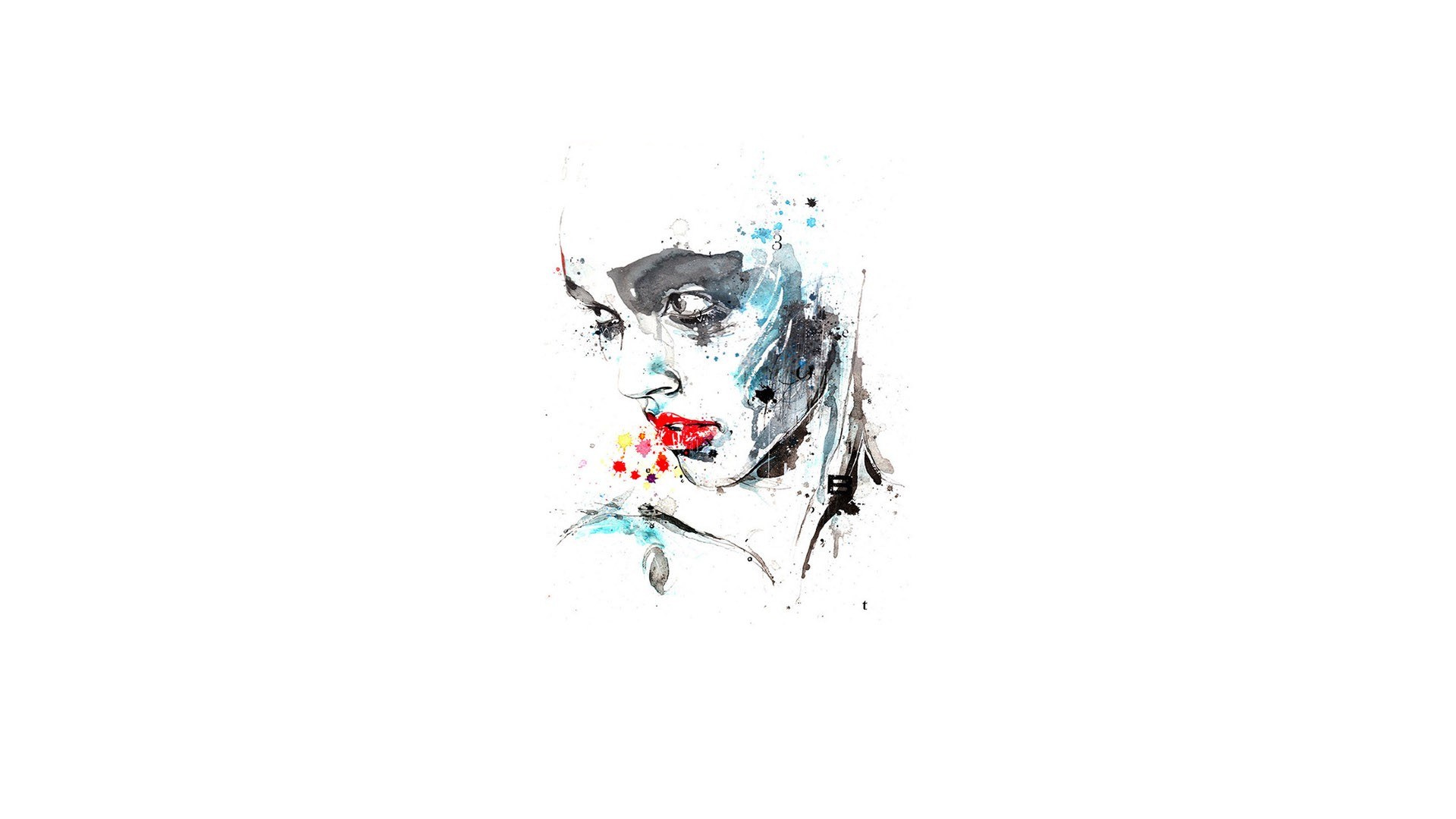 abstract portrait with red lips