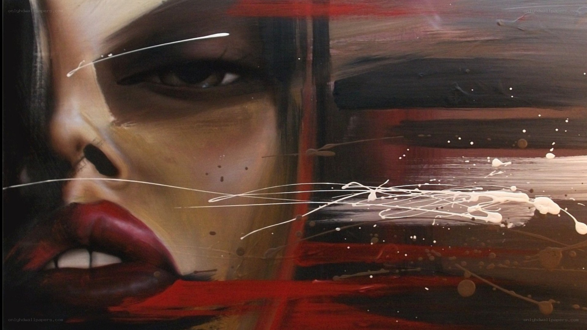 abstract portrait with red lips