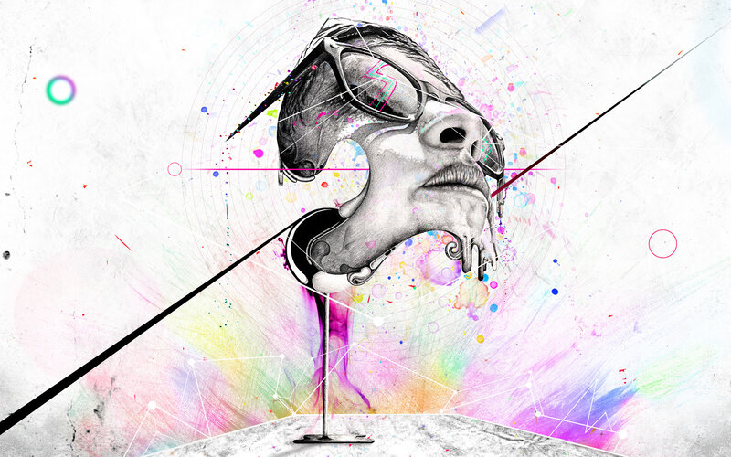 abstract portrait with splashes