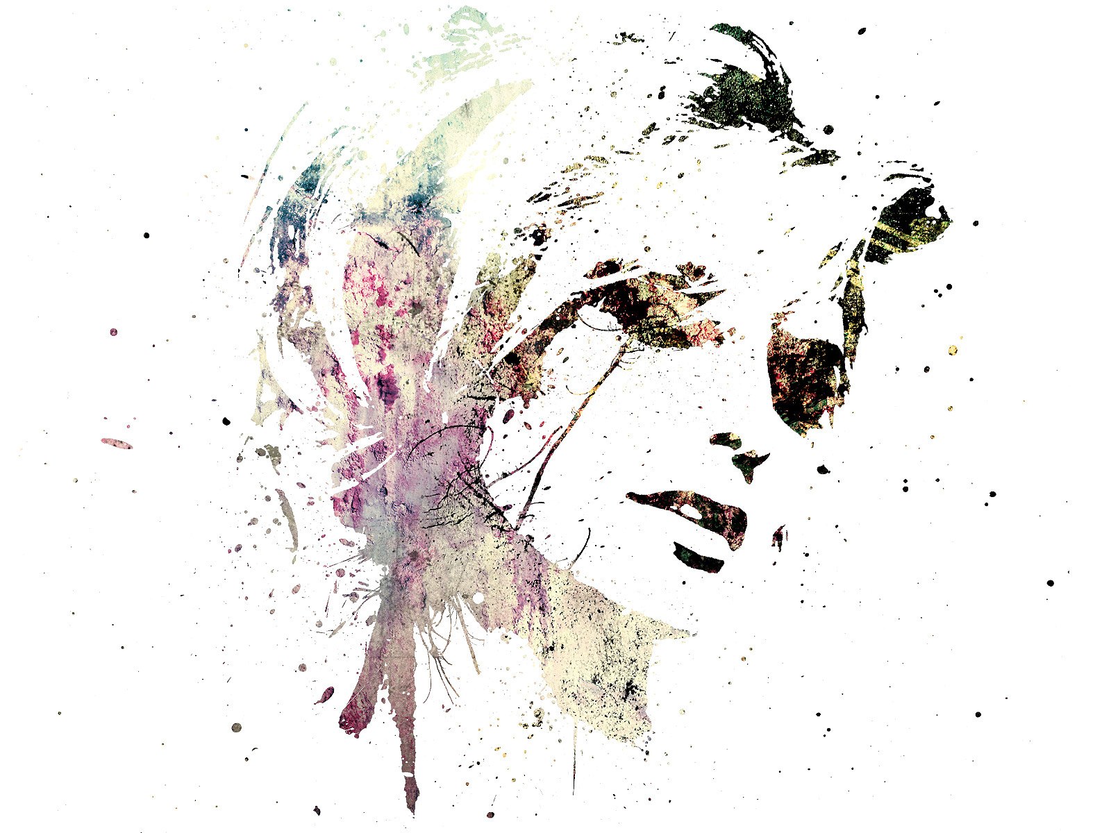 abstract portrait with splatter art