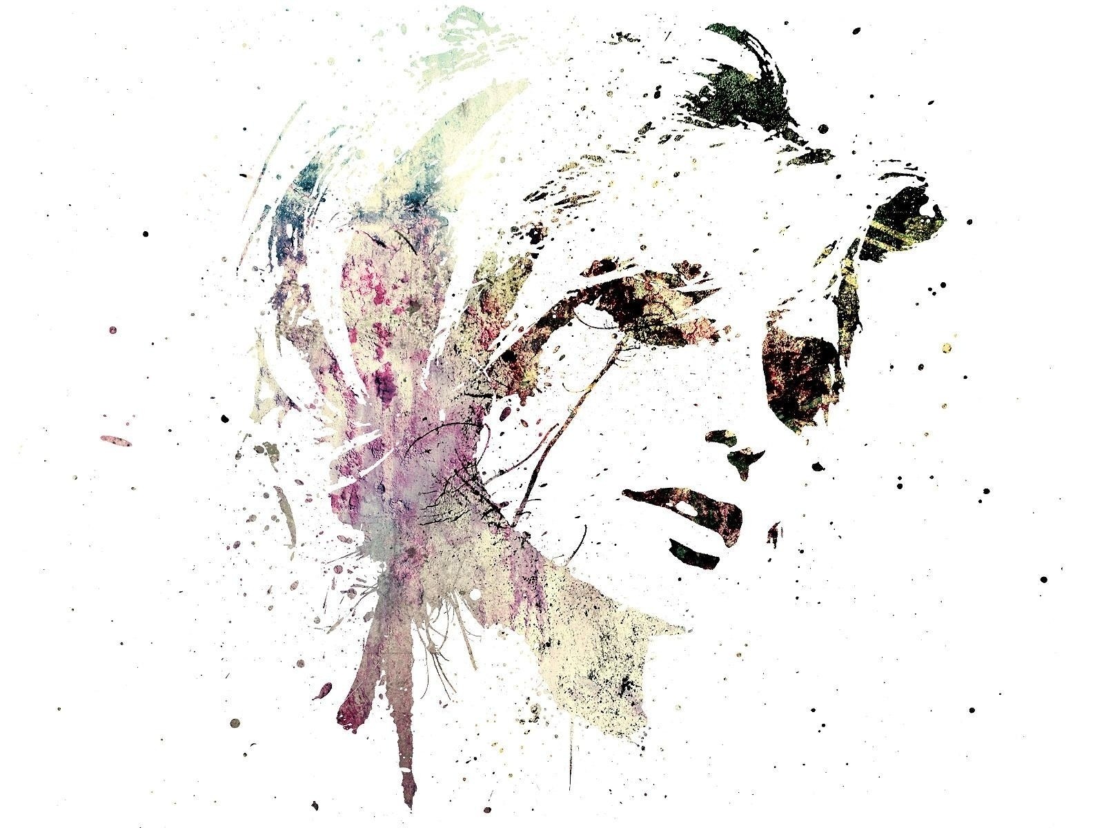 abstract portrait with splatter art