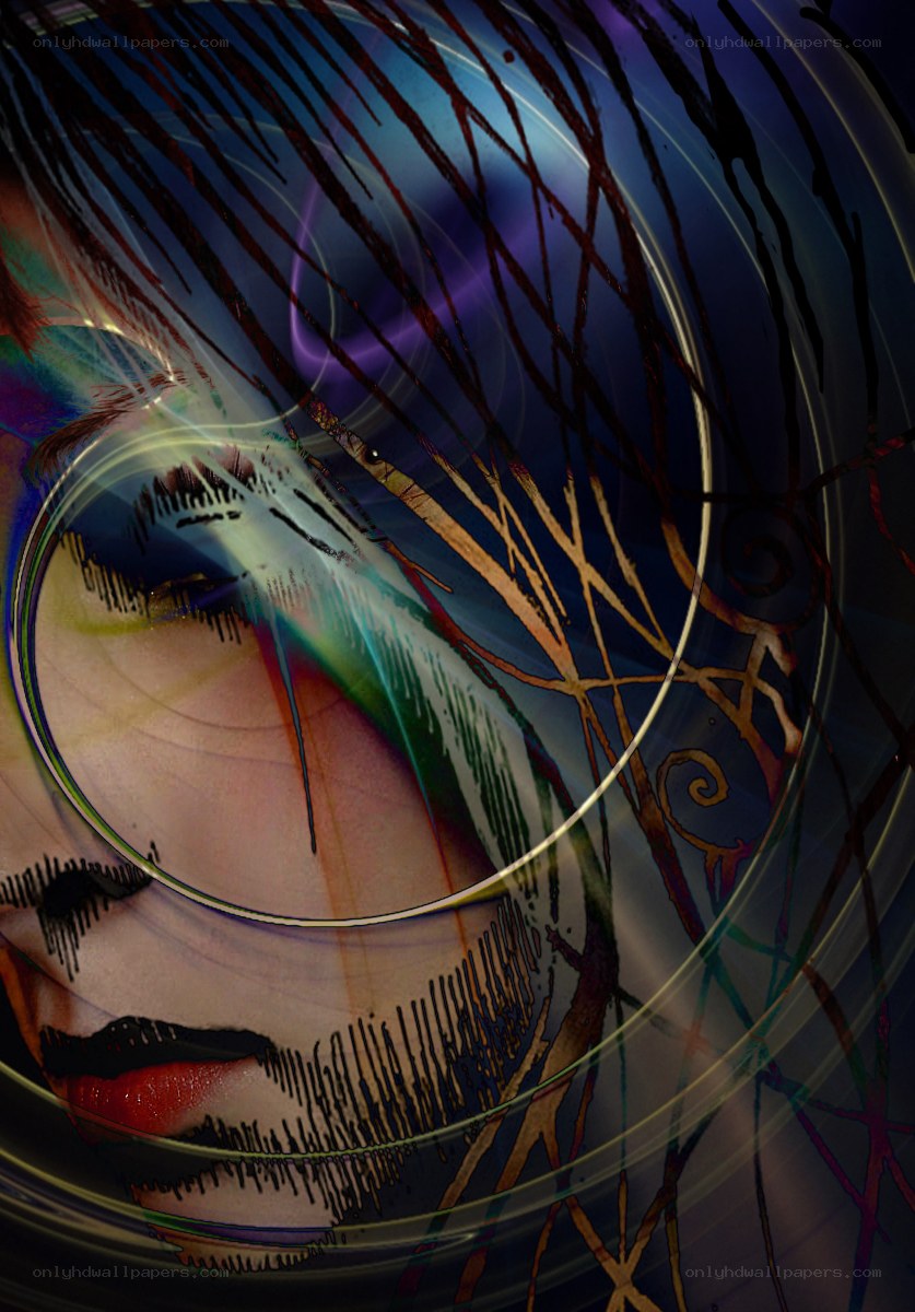 abstract portrait with swirling colors