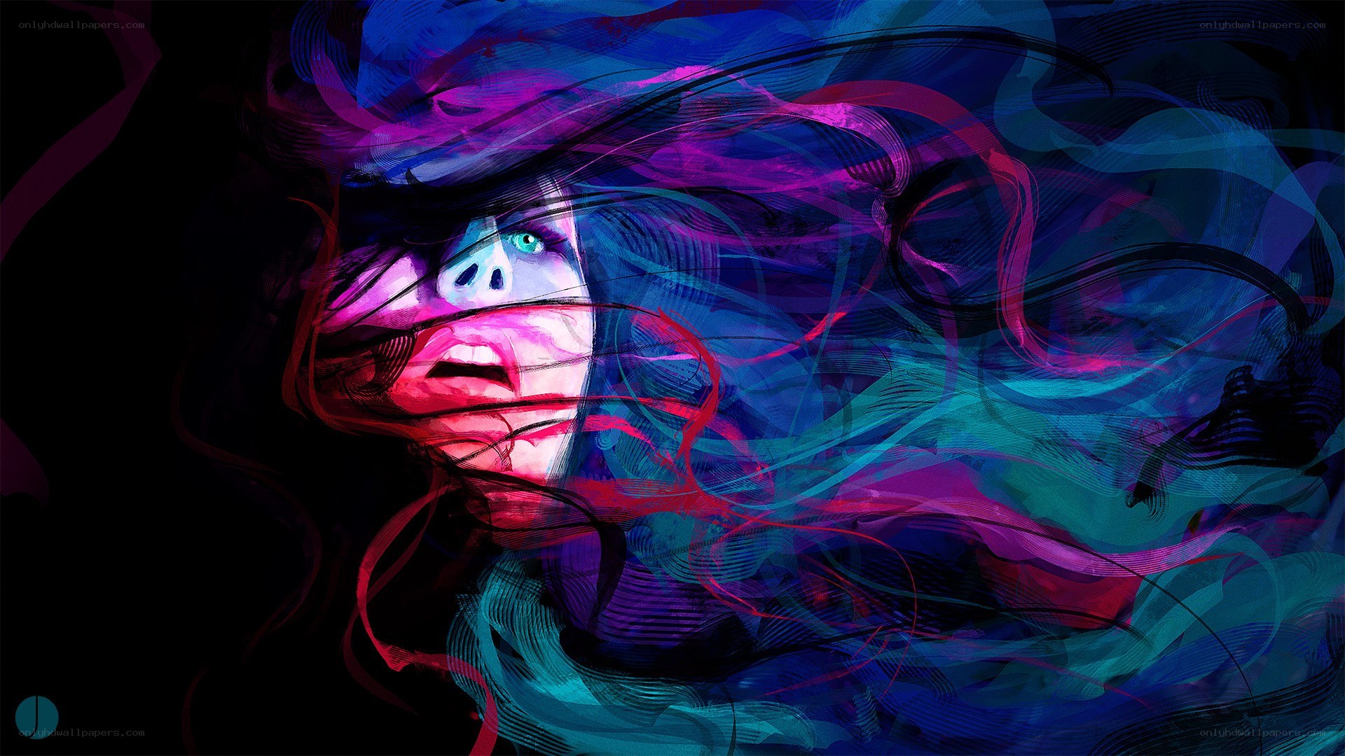 abstract portrait with vibrant colors