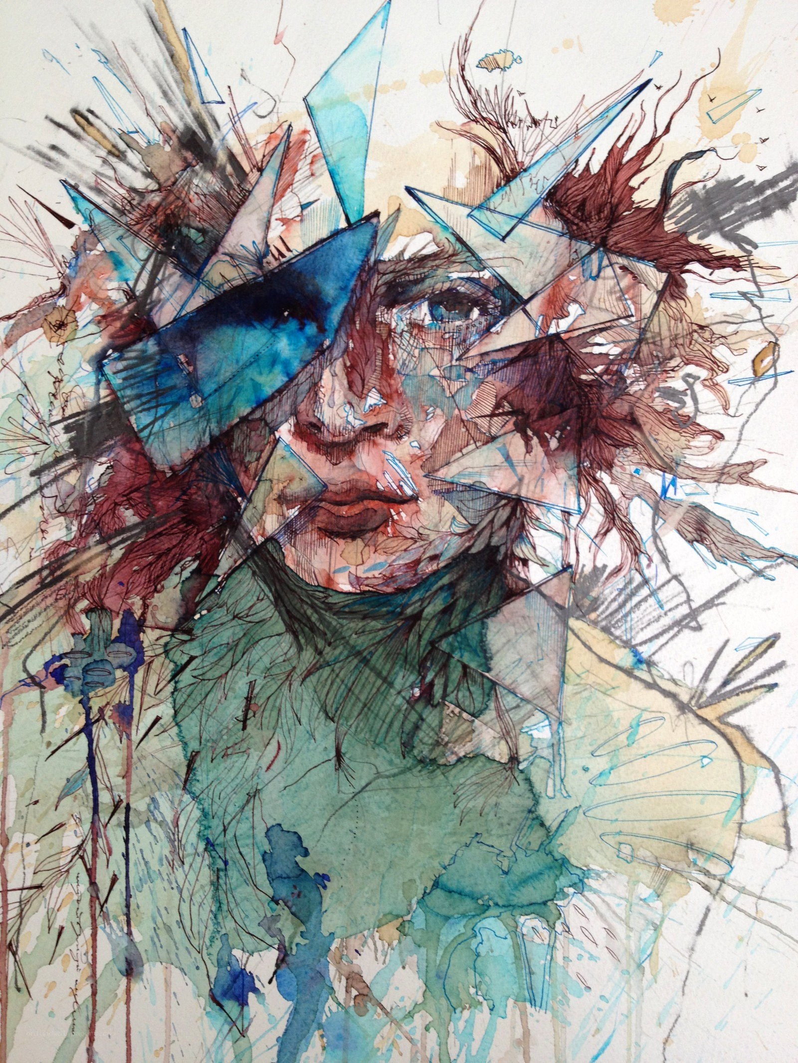 abstract portrait with watercolor