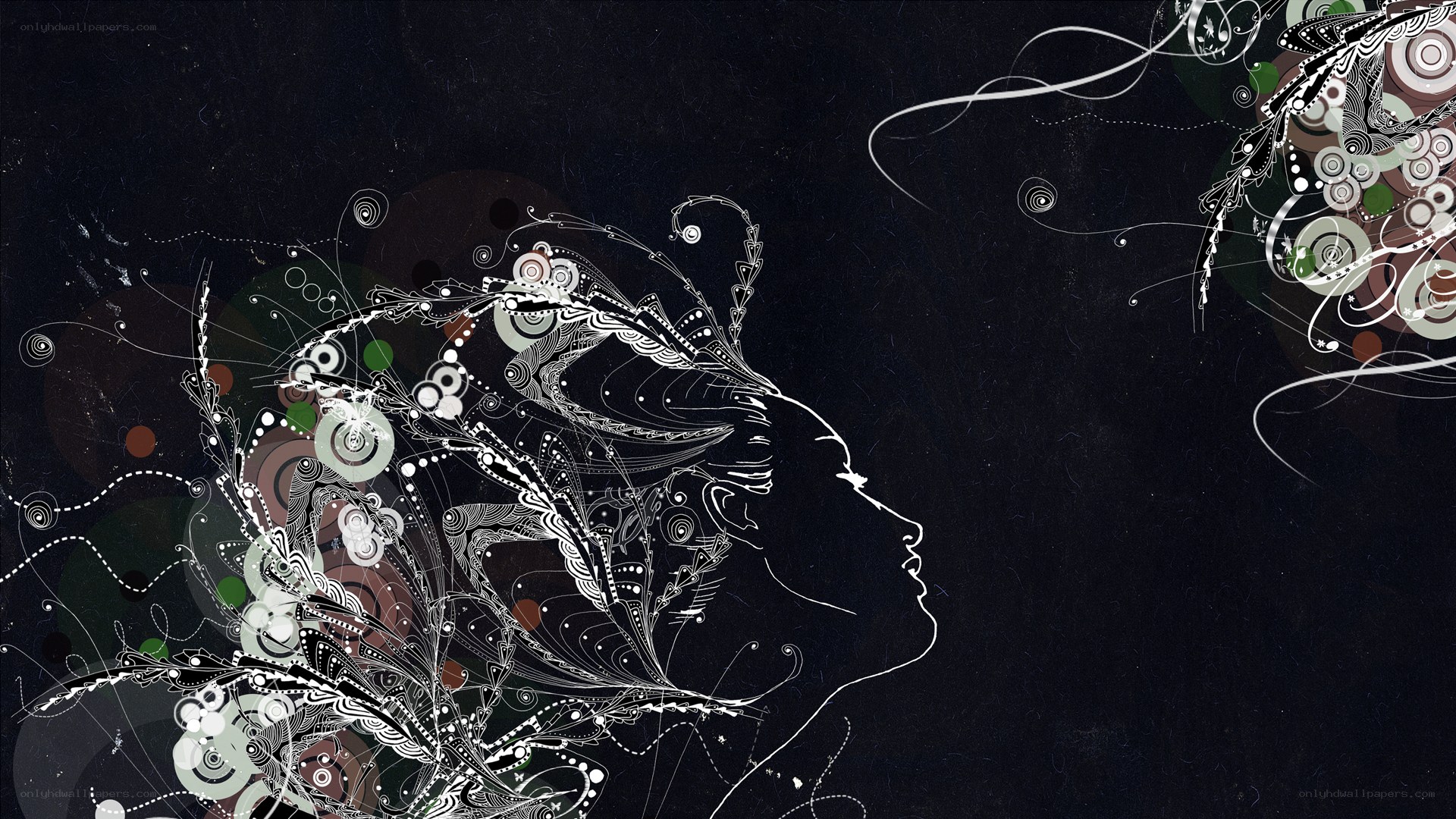 abstract profile with floral patterns