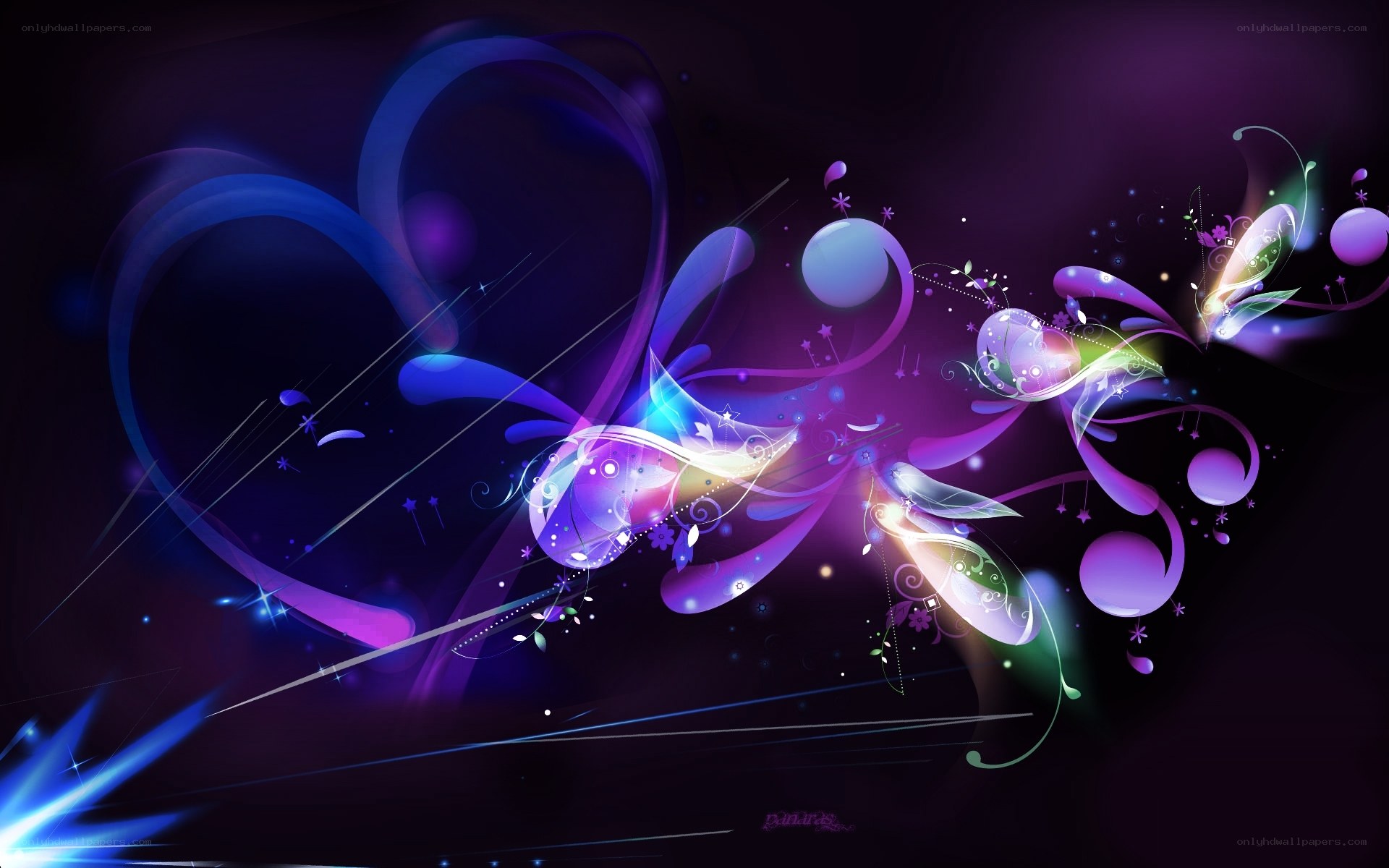Abstract purple and blue art