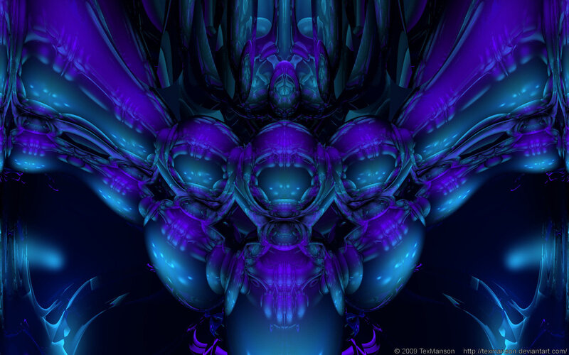 Abstract purple and blue fractal art