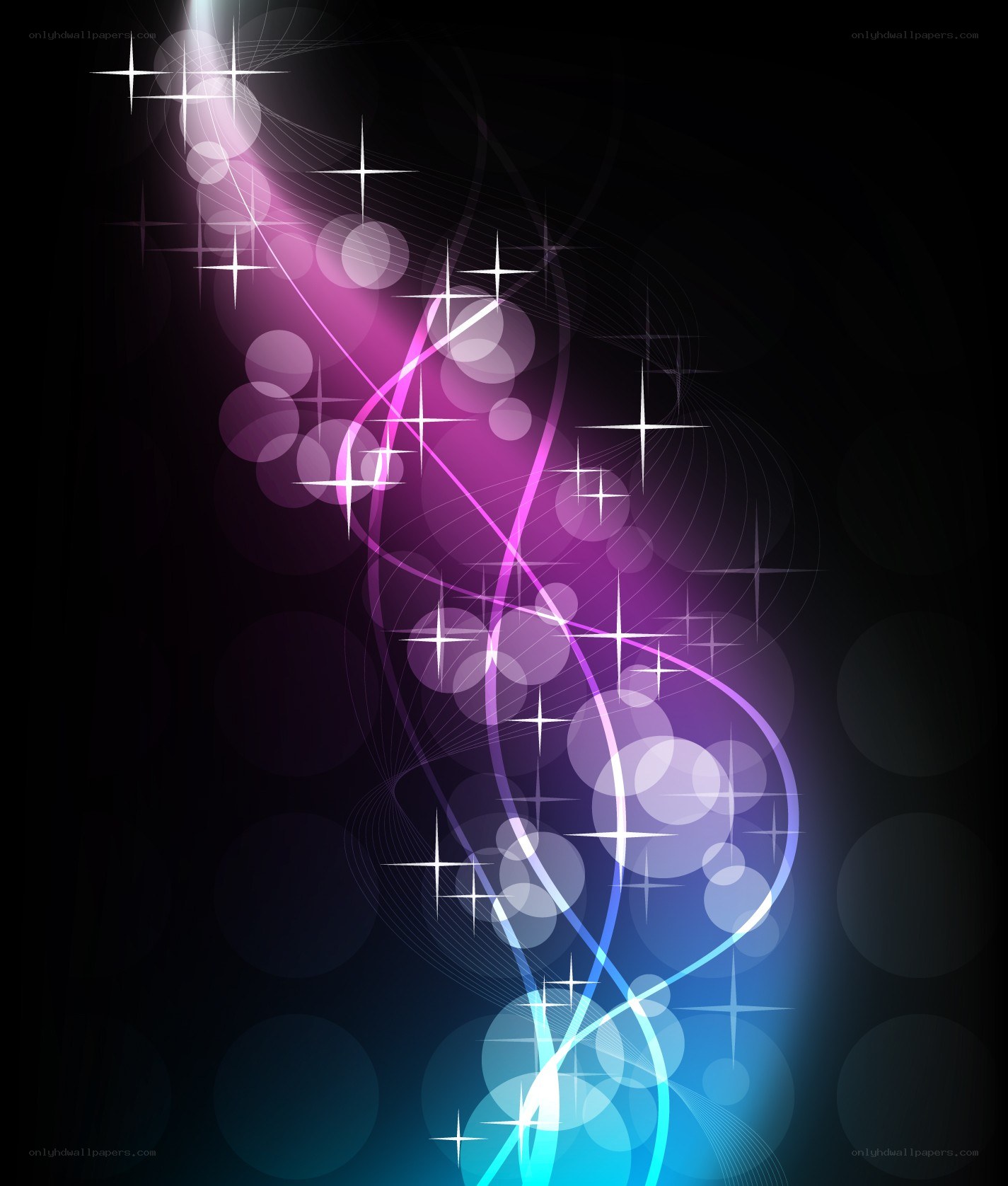 Abstract purple and blue light waves