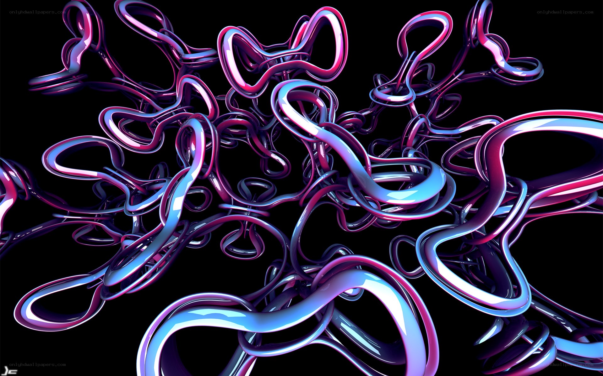 Abstract purple and blue ribbons