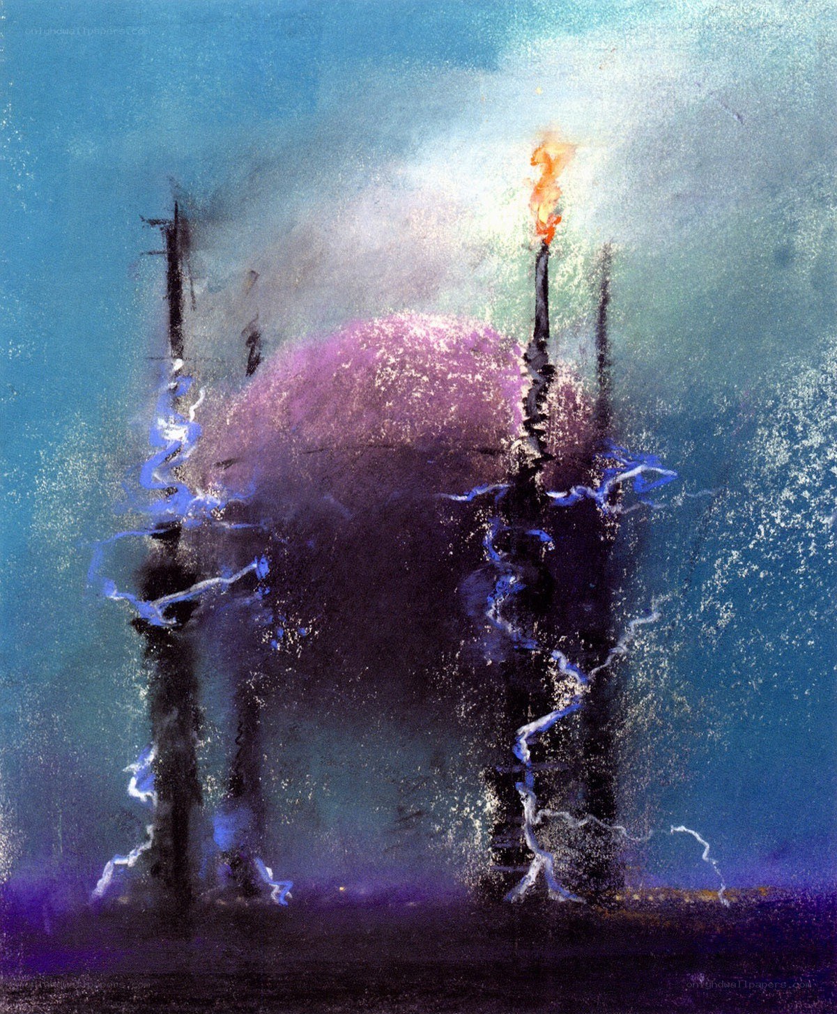 Abstract purple and blue scene