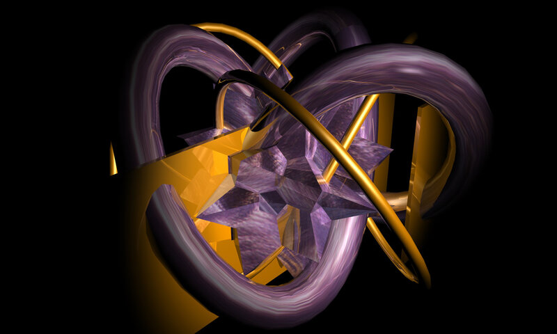 Abstract purple and gold sculpture